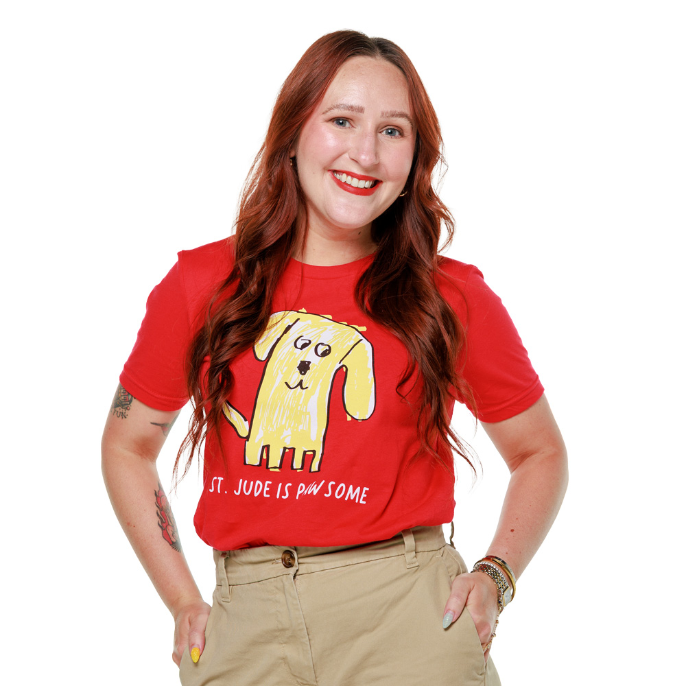 Primary image Patient Art Dog (Taffy) Graphic T-Shirt &ndash; St. Jude Is Pawsome Unisex Tee